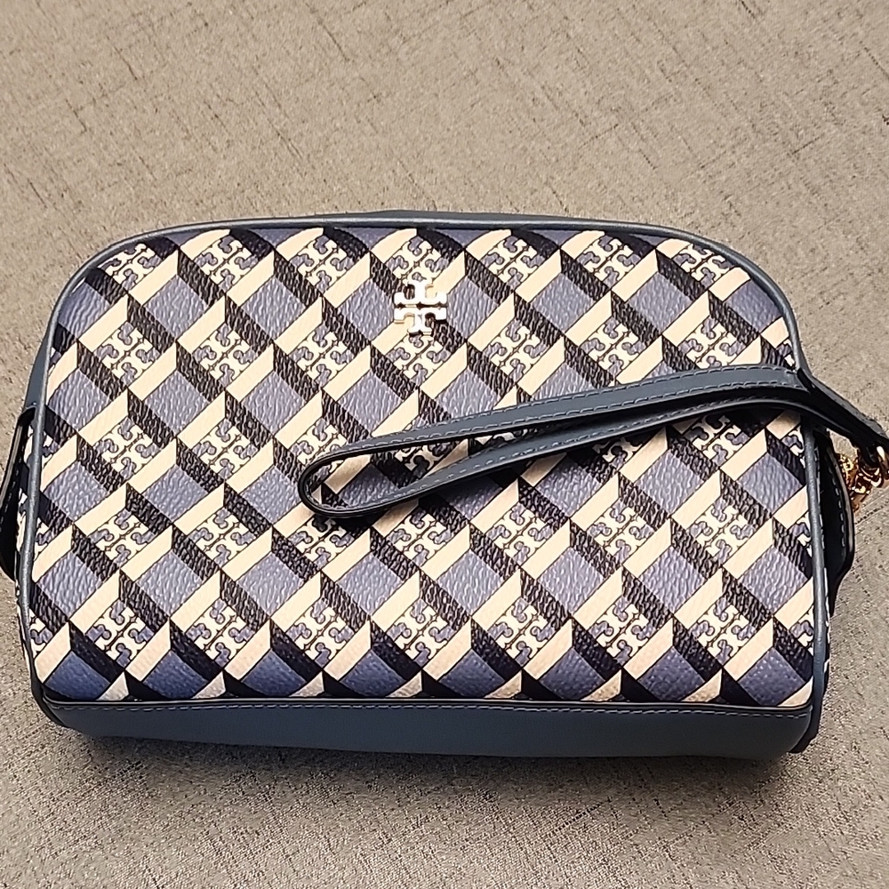Tory Burch Blue and Cream Patterned Women's Essentials Bag